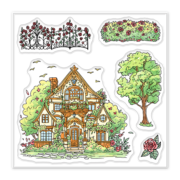 

PandaHall PVC Sakura Stamp, for DIY Scrapbooking, House, 100x100mm Plastic House