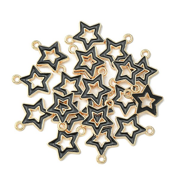 

PandaHall Alloy Enamel Pendants, Star, Light Gold, Black, 16x14x2mm, Hole: 1.6mm, about 20pcs/bag Alloy+Enamel Star Black