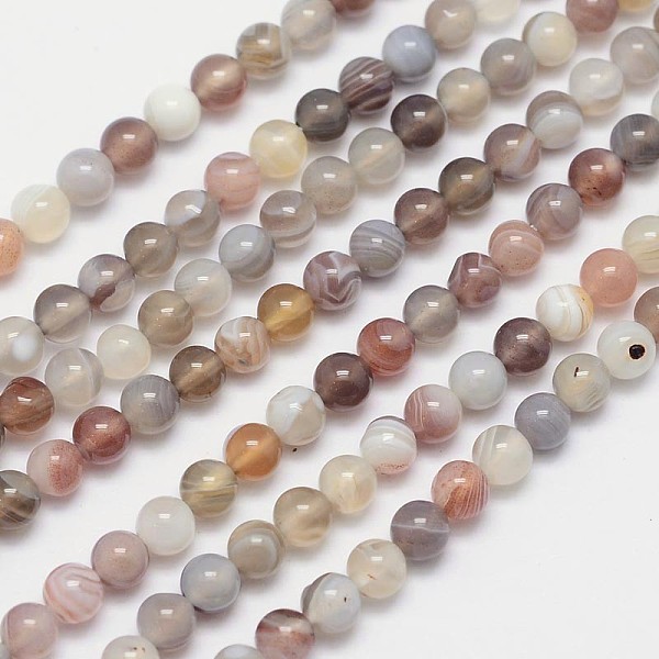 

PandaHall Round Natural Botswana Agate Bead Strands, 4mm, Hole: 1mm, about 99pcs/strand, 15.5 inch Botswana Agate Round