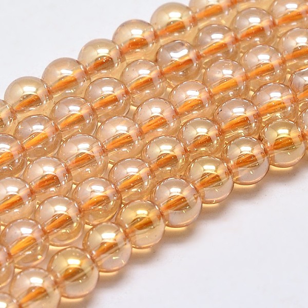 

PandaHall Imitate Austrian Crystal Electroplate Glass Round Bead Strands, Full Pearl Luster Plated, Grade AA, Orange, 10mm, Hole: 1mm, about...