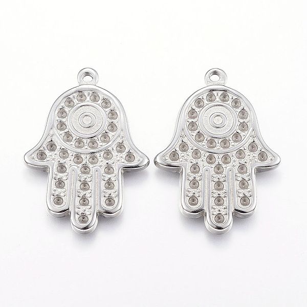 

PandaHall 304 Stainless Steel Pendant Rhinestone Settings, Hamsa Hand/Hand of Fatima/Hand of Miriam, Stainless Steel Color, Fit for 1.5mm...