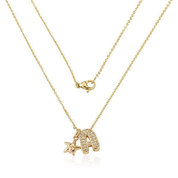 Colliers pendentifs en laiton sertis de micro-pavés de zirconiums cubiques transparents et de strass