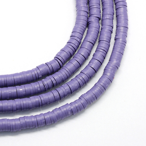 

PandaHall Handmade Polymer Clay Heishi Beads, Disc/Flat Round, Slate Blue, 8x0.5~1mm, Hole: 2mm, about 380~400pcs/strand, 17.7 inch Polymer...