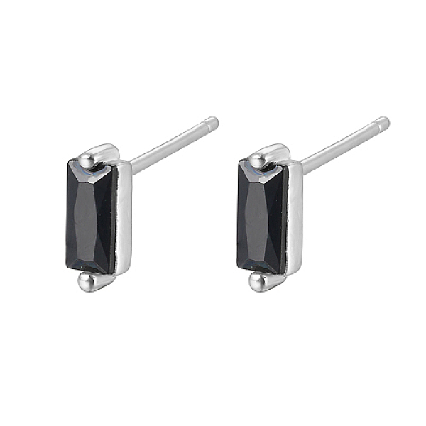 

PandaHall Cubic Zirconia Rectangle Stud Earrings, Silver 925 Sterling Silver Post Earrings, with 925 Stamp, Black, 7.8x3mm Cubic Zirconia...