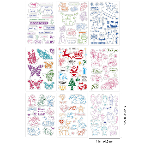 

PandaHall Globleland 9 Sheets 9 Style Festival & Animal & Word Pattern PVC Plastic Stamps, for DIY Scrapbooking, Photo Album Decorative...