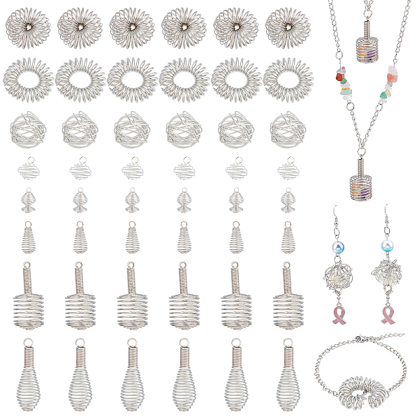 

PandaHall 40Pcs 5 Style Hollow Iron & 24Pcs 3 Style Alloy Wire Bead Cage Pendants, Spiral Bead Cage, Teardrop & Spiral & Ring & Round...