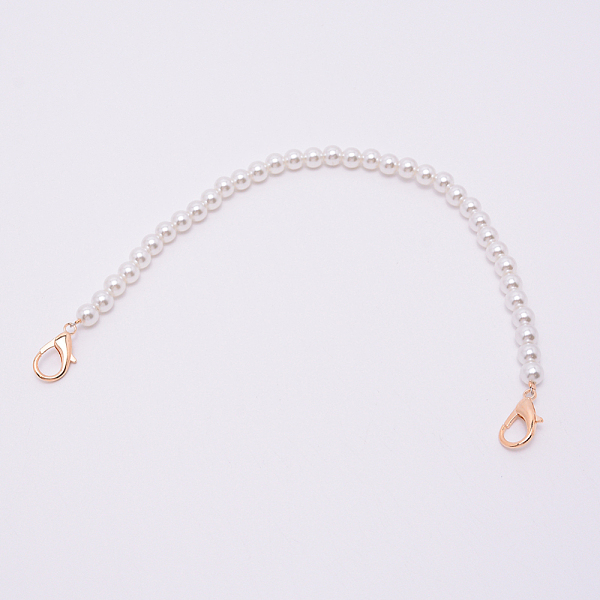 

PandaHall White Acrylic Round Beads Bag Handles, with Zinc Alloy Lobster Clasps and Steel Wire, for Bag Replacement Accessories, Light Gold...