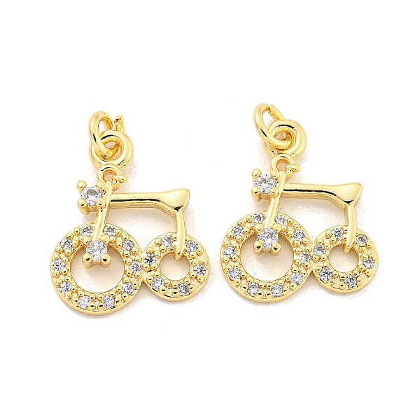 

PandaHall Brass Micro Pave Clear Cubic Zirconia Pendants, Bike, Golden, 16x13x2.5mm, Hole: 2.5mm Brass+Cubic Zirconia Bicycle Clear