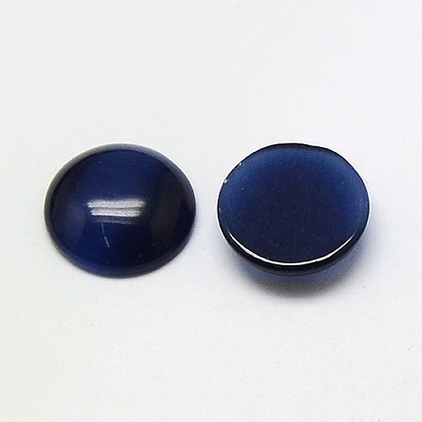 

PandaHall Cat Eye Cabochons, Half Round, Midnight Blue, 20x3.5~5mm Glass Half Round Blue