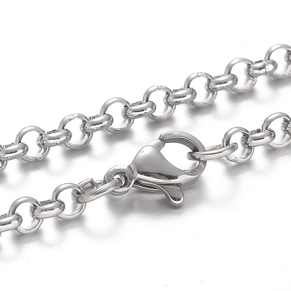 

PandaHall 304 Stainless Steel Rolo Chain Necklaces, with Lobster Claw Clasps, Stainless Steel Color, 23.6 inch(60cm) 304 Stainless Steel