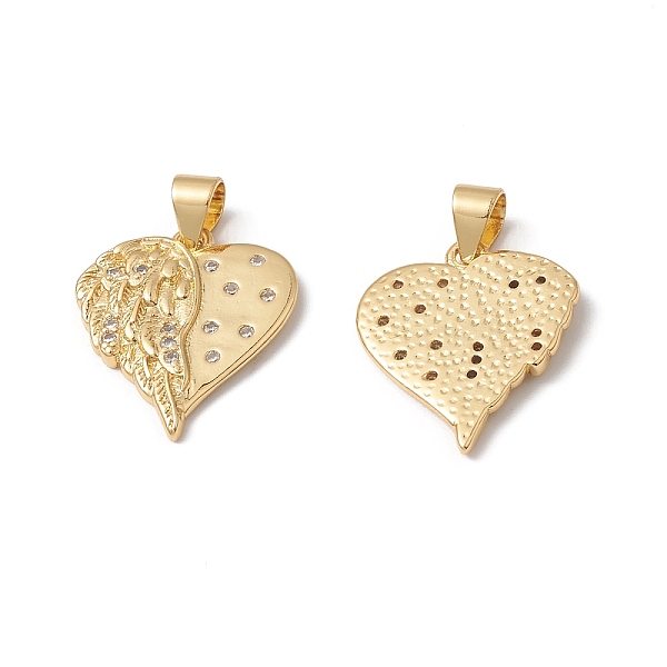 

PandaHall Rack Plating Brass Pendants, with Cubic Zirconia, Heart with Wing Charm, Cadmium Free & Lead Free, Long-Lasting Plated, Real 18K..., Clear