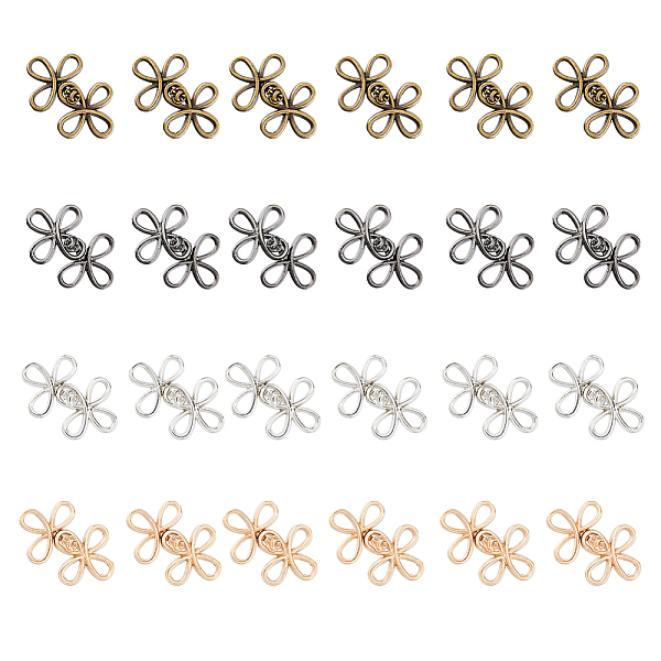 

PandaHall DICOSMETIC 24Pcs 4 Colors Alloy Snap Lock Clasps, Knot, for Cheongsam, Jeans, Mixed Color, 20x32x4mm, 6pcs/color Alloy