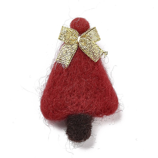 

PandaHall Wool Felt Display Decorations, Christmas Tree with Bowknot, Dark Red, 60x38x7.5mm Fibre Tree