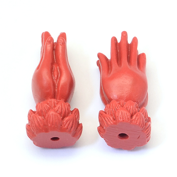 

PandaHall Palm Cinnabar Beads, FireBrick, 29x13x13mm, Hole: 2~3mm Cinnabar Palm Red