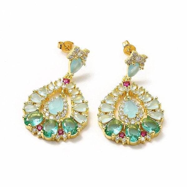 

PandaHall Colorful Cubic Zirconia & Rhinestone Teardrop Dangle Stud Earrings, Rack Plating Brass Jewelry for Women, Lead Free & Cadmium Free...