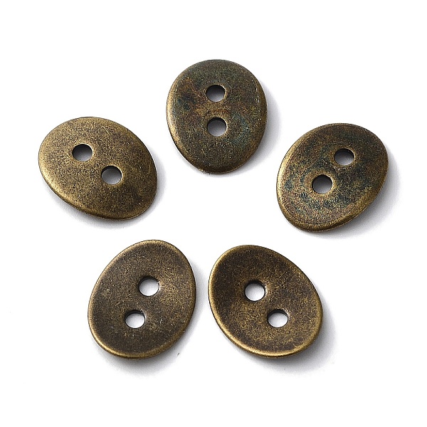 

PandaHall Brass Button Clasps, Antique Bronze, 14x10mm, Hole: 2mm Brass