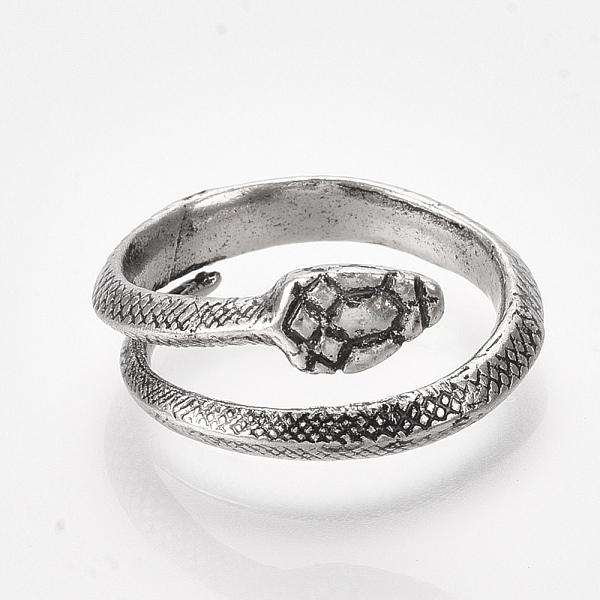 

PandaHall Alloy Cuff Finger Rings, Snake, Antique Silver, Size 5, 16mm Alloy