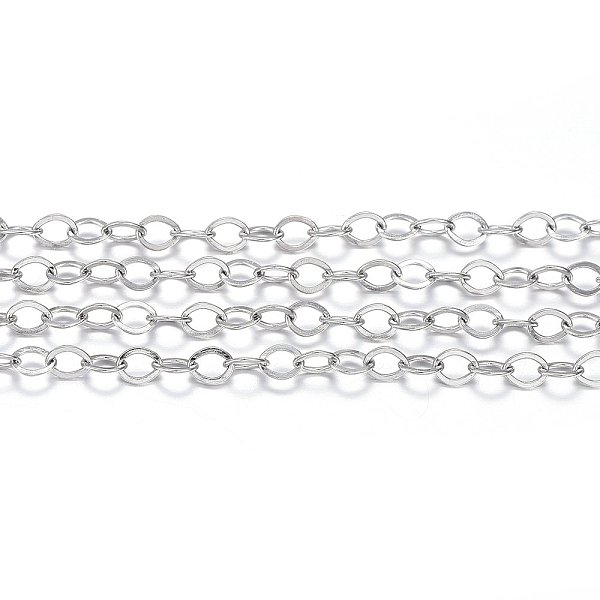 

PandaHall 304 Stainless Steel Cable Chains, Soldered, with Spool, Flat Oval, Stainless Steel Color, 3.7x3x0.5mm, about 65.61 Feet(20m)/roll...