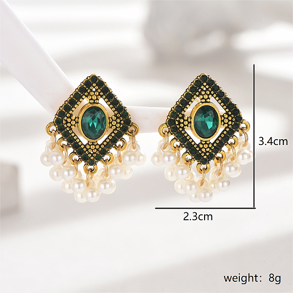 Bohemia Style Holiday Green Beaded Stud Earrings