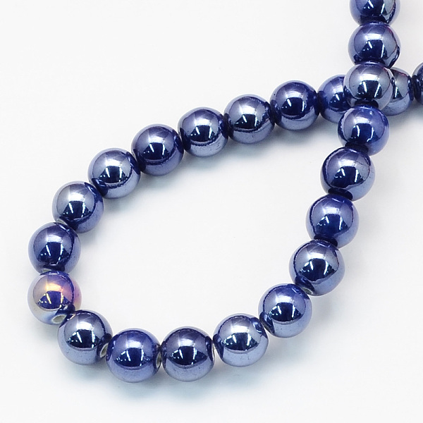 

PandaHall Handmade Porcelain Round Beads, AB Color Plated, Prussian Blue, 6mm, Hole: 1.5mm Porcelain Round Blue