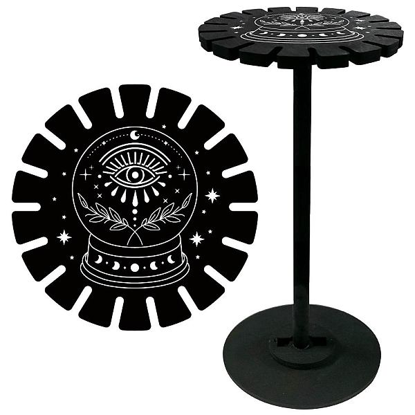 

PandaHall Wooden Wheel, Wooden Display Shelf, Black Holder Stand, Rustic Divination Pendulum Storage Rack, Witch Stuff, Eye, 120x10mm, Hole...
