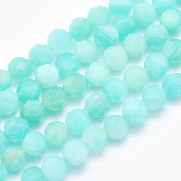 

PandaHall Natural Amazonite Beads Strands, Round, Faceted, 4mm, Hole: 0.5mm, about 93pcs/strand, 15.5 inch(39.5cm) Amazonite Round