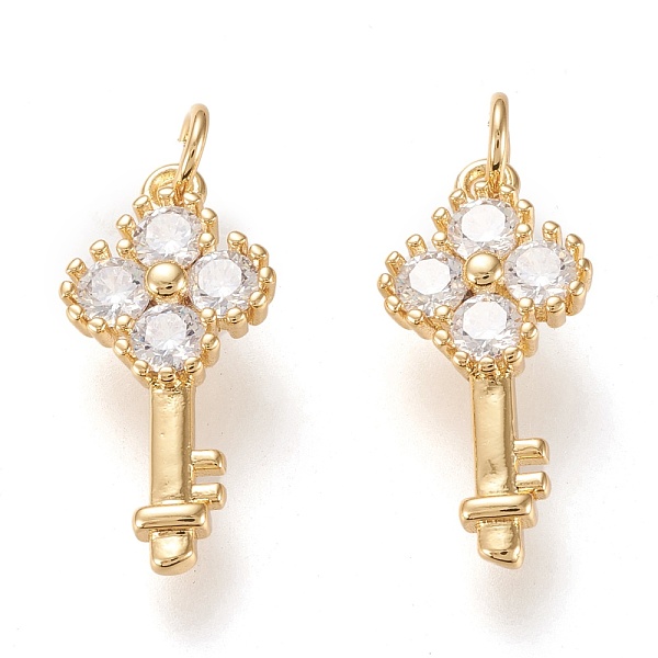 

PandaHall Brass Micro Pave Clear Cubic Zirconia Pendants, Long-Lasting Plated, Key, Golden, 19.5x9x3.5mm, Jump Ring: 4.5x0.8mm, 2.7mm Inner...