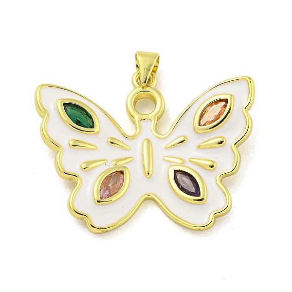 

PandaHall Brass Enamel with Glass Pendants, Real 18K Gold Plated, Butterfly, White, 23x33.5x4.5mm, Hole: 4.5x3mm Brass+Cubic Zirconia+Enamel...