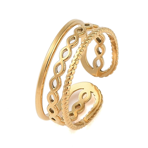 

PandaHall 304 Stainless Steel Open Cuff Ring, Wide Band Ring for Women, Real 18K Gold Plated, 17mm 304 Stainless Steel