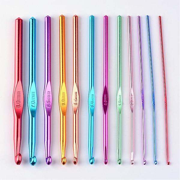 

PandaHall Aluminum Crochet Hooks Needles, Mixed Color, 150x2~8mm, 12pcs/Bag Aluminum Multicolor