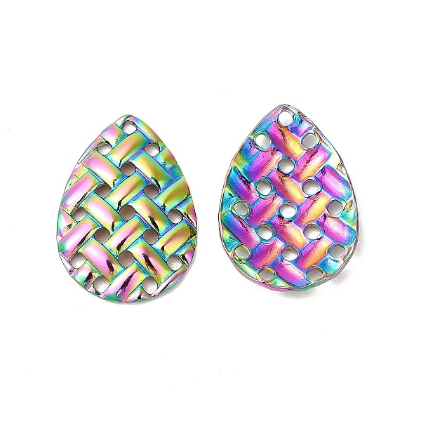 

PandaHall Ion Plating(IP) 304 Stainless Steel Pendants, Braided Texture Teardrop Charms, Rainbow Color, 24x16.5x2.5mm, Hole: 1.5mm 304...