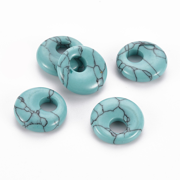 

PandaHall Synthetic Turquoise Pendants, Donut/Pi Disc, 17.5~18.5x5.5mm, Hole: 5.5mm Synthetic Turquoise Donut