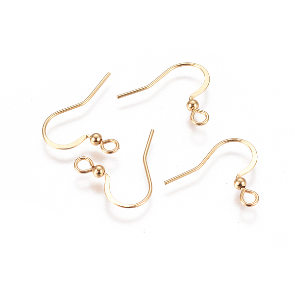 

PandaHall 304 Stainless Steel French Earring Hooks, Flat Earring Hooks, with Horizontal Loop, Golden, 16x18~20x2.5mm, Hole: 2mm, 22 Gauge...