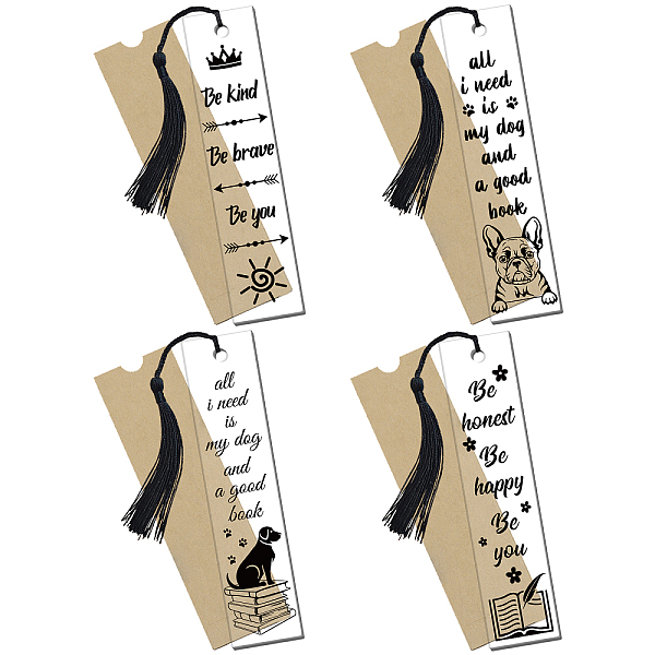 

PandaHall GLOBLELAND 4Pcs Acrylic Bookmarks, Rectangle, 4Pcs Paper Bags, 4Pcs Polyester Tassel Decorations, Black, 120~150x6~55x0.5mm...