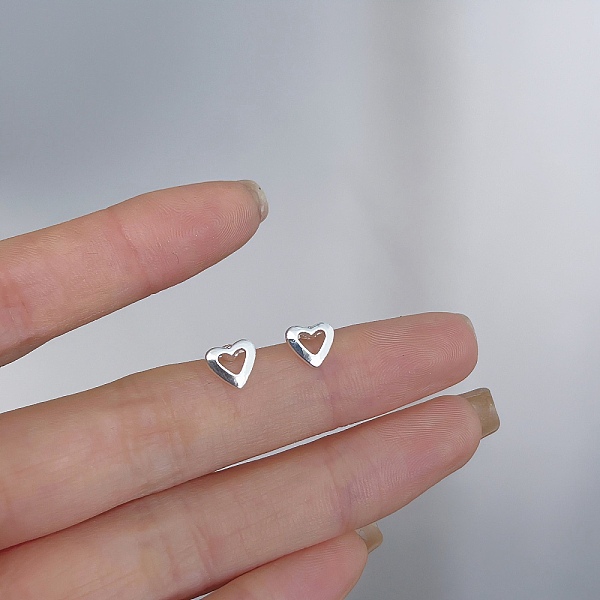 

PandaHall Alloy Earrings for Women, with 925 Sterling Silver Pin, Heart, 10mm Alloy Heart