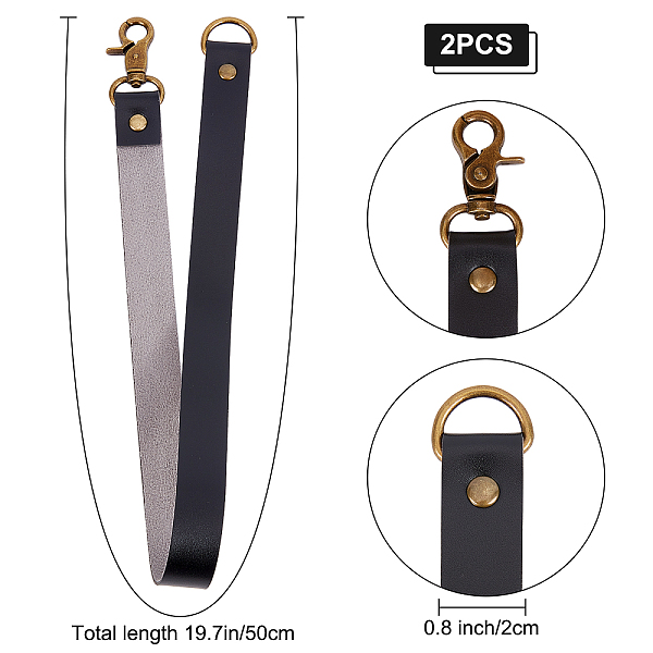 

PandaHall GORGECRAFT 2 Pack Leather Curtain Tiebacks European Style Custom Made Curtain Holders Decorative Draperies Holdbacks Curtain Rod..., Black