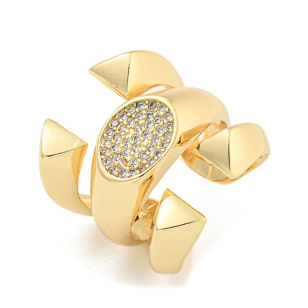 

PandaHall Oval Clear Cubic Zirconia Open Cuff Ring, Brass Wide Finger Rings for Women, Real 16K Gold Plated, 22.5mm Brass+Cubic Zirconia...