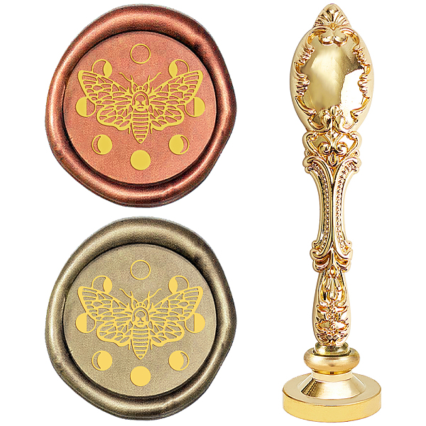 PandaHall DIY Scrapbook, Brass Wax Seal Stamp and Alloy Handles, Butterfly Pattern, 103mm, Stamps: 2.5x1.45cm Alloy Butterfly