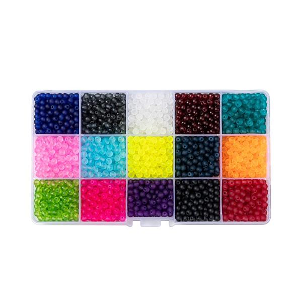 

PandaHall 15 Colors Transparent Glass Beads, for Beading Jewelry Making, Frosted, Round, Mixed Color, 4mm, Hole: 1.3~1.6mm, about..., Multicolor