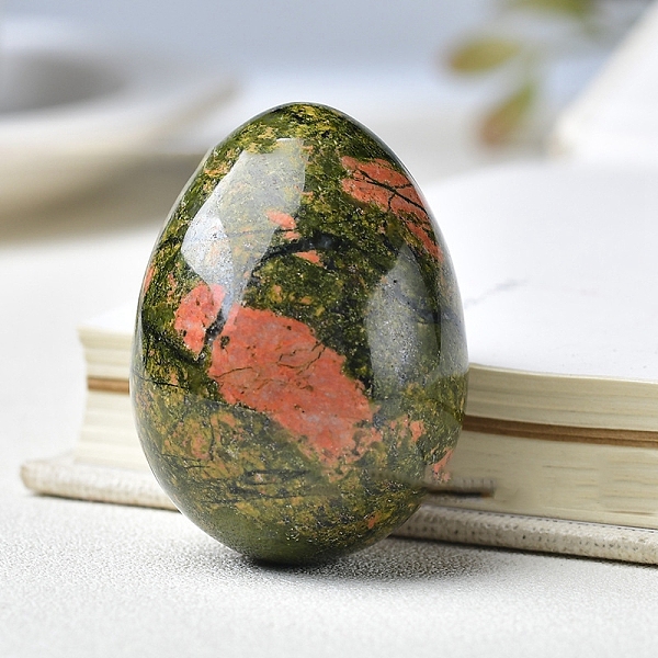 Natural Unakite Carved Healing Egg Figurines