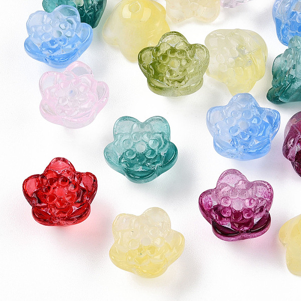 

PandaHall Gradient Handmade Lampwork Beads, Flower, Mixed Color, 11x7.5mm, Hole: 1.3mm Lampwork Flower Multicolor
