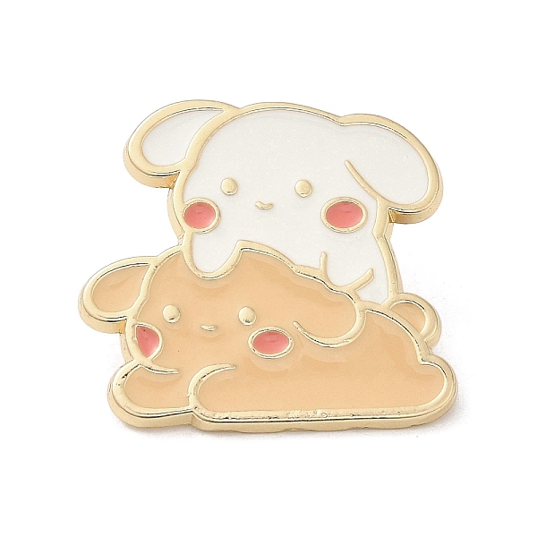 PandaHall Cartoon Style Dog Enamel Pins, Light Gold Zinc Alloy Brooch for Jacket Backpack, Women, Wheat, 28x29.5x2mm Alloy+Enamel Dog Orange