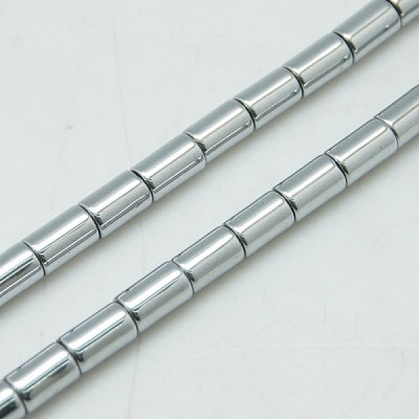

PandaHall Non-magnetic Synthetic Hematite Beads Strands, Column, Silver Plated, 6x4mm, Hole: 1mm Non-magnetic Hematite Column