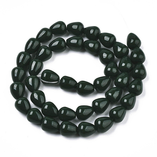 

PandaHall Opaque Solid Color Glass Beads Strands, Teardrop, Dark Green, 10x8mm, Hole: 1.2mm, about 39~42pcs/strand, 15 inch~16-1/2 inch...