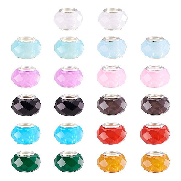 PandaHall Mega Pet 110Pcs 11 Colors Resin European Beads, Large Hole Beads, with Silver Tone Brass Double Cores, Faceted, Rondelle, Mixed... PandaHall Mega Pet 110Pcs 11 Colors Resin European Beads, Large Hole Beads, with Silver Tone Brass Double Cores, Faceted, Rondelle, Mixed...