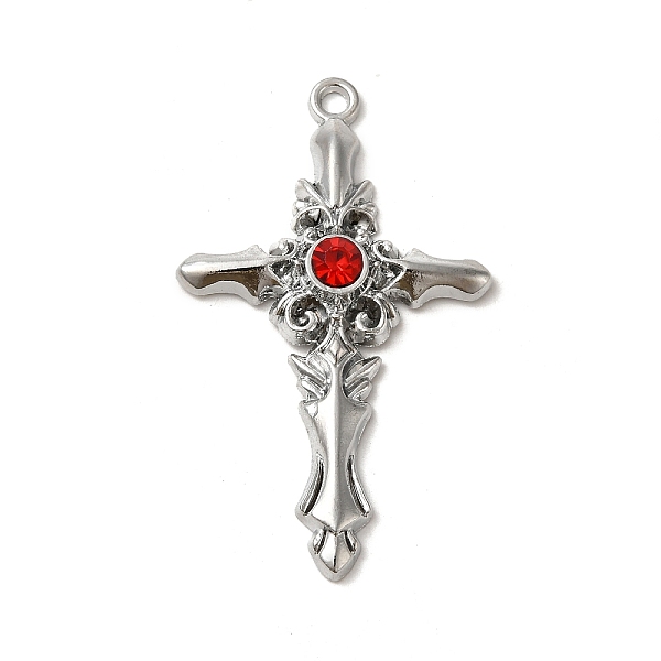 

PandaHall Alloy with Ruby Rhinestone Big Pendants, Cross Charms, Platinum, 54.5x32.5x6mm, Hole: 2.5mm Alloy+Rhinestone Cross Red