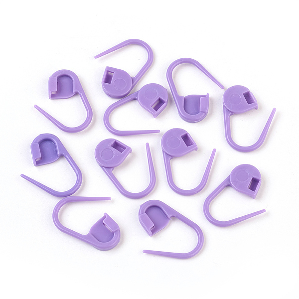 PandaHall Eco-Friendly ABS Plastic Knitting Crochet Locking Stitch Markers Holder, Mauve, 22x11x3mm, Pin: 1mm Plastic Purple