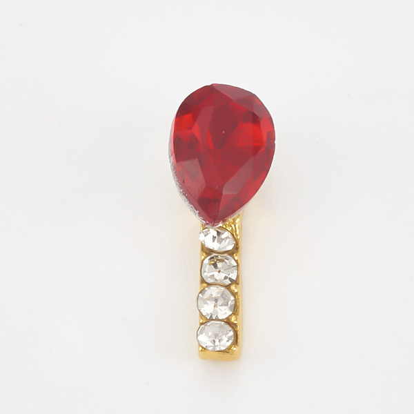

PandaHall Alloy Rhinestone Cabochons, Nail Art Decoration Accessories, teardrop, Golden, Siam, 10.5x4x4mm Alloy+Rhinestone Teardrop Red