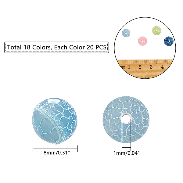 

PandaHall Gemstone Beads, Round, for Jewelry Making, 8mm, Hole: 1mm, 18 Colors, 20pcs/color, 360pcs/box Mixed Stone Round
