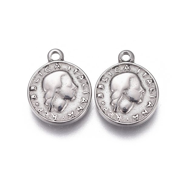 

PandaHall 304 Stainless Steel Coin Charms, Repvbblica Italiana, Stainless Steel Color, 12x10x2.5mm, Hole: 1.2mm 304 Stainless Steel Flat...